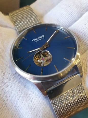 Мужские часы Cadisen Automatic Open Heart 41mm Sapphire Blue