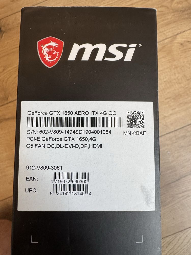MSI  geforce gtx 1650 aero itx 4g oc