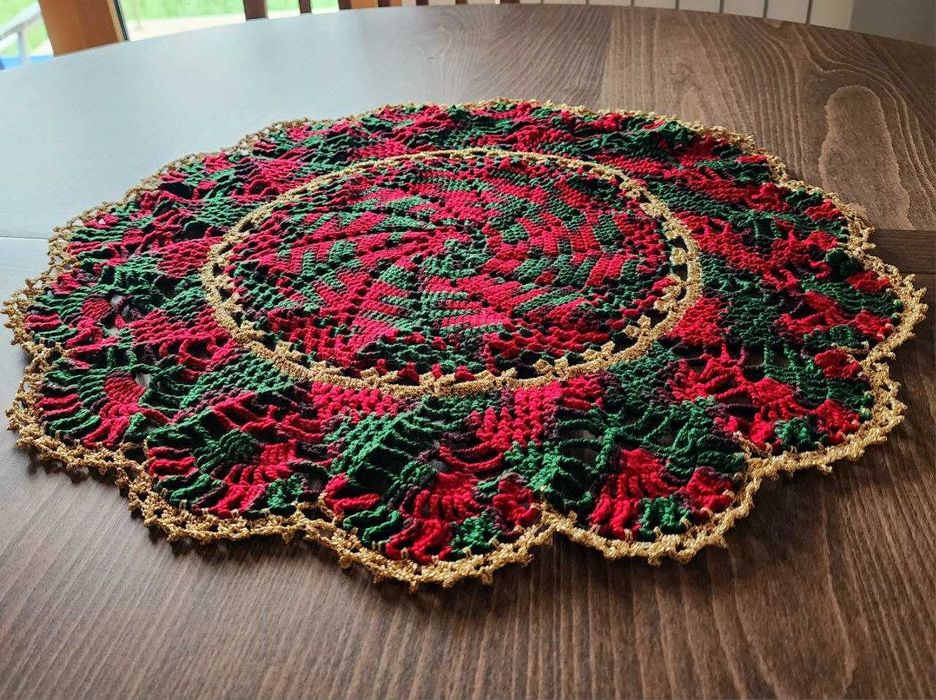 Guardanapo de mesa em croché, toalha 50 cm nas cores do Natal