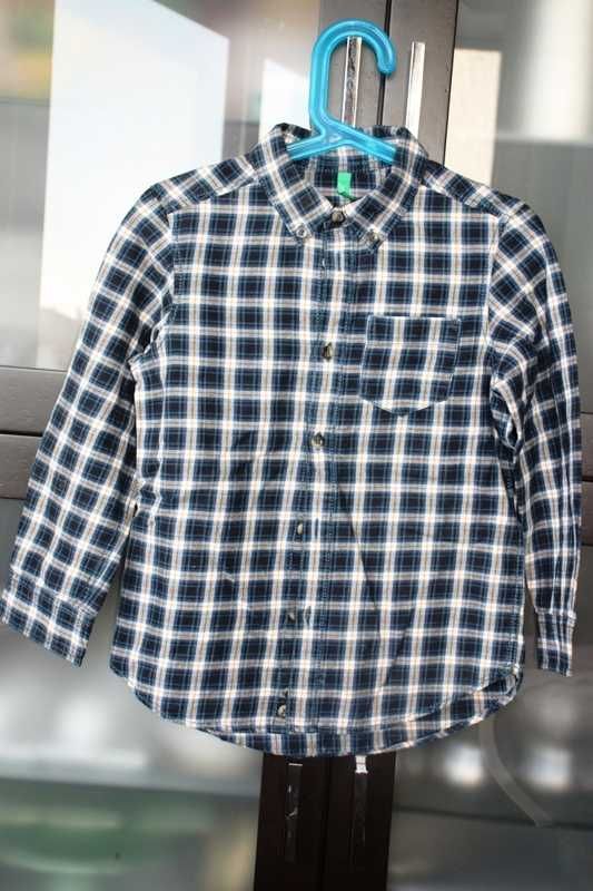 Camisa xadrez azul e preto da BENETTON tamanho 4 anos