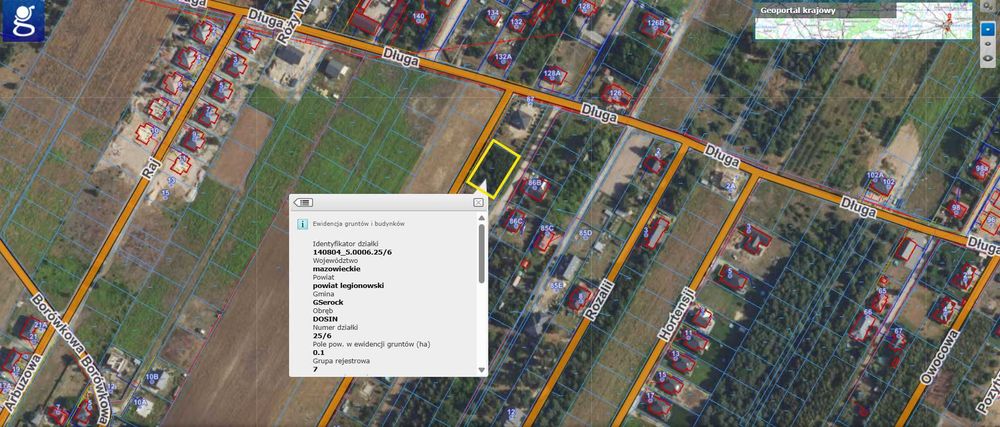 Działka budowlana 1000 m² – Dosin, ul. Sąsiedzka / Długa, nr 25/6