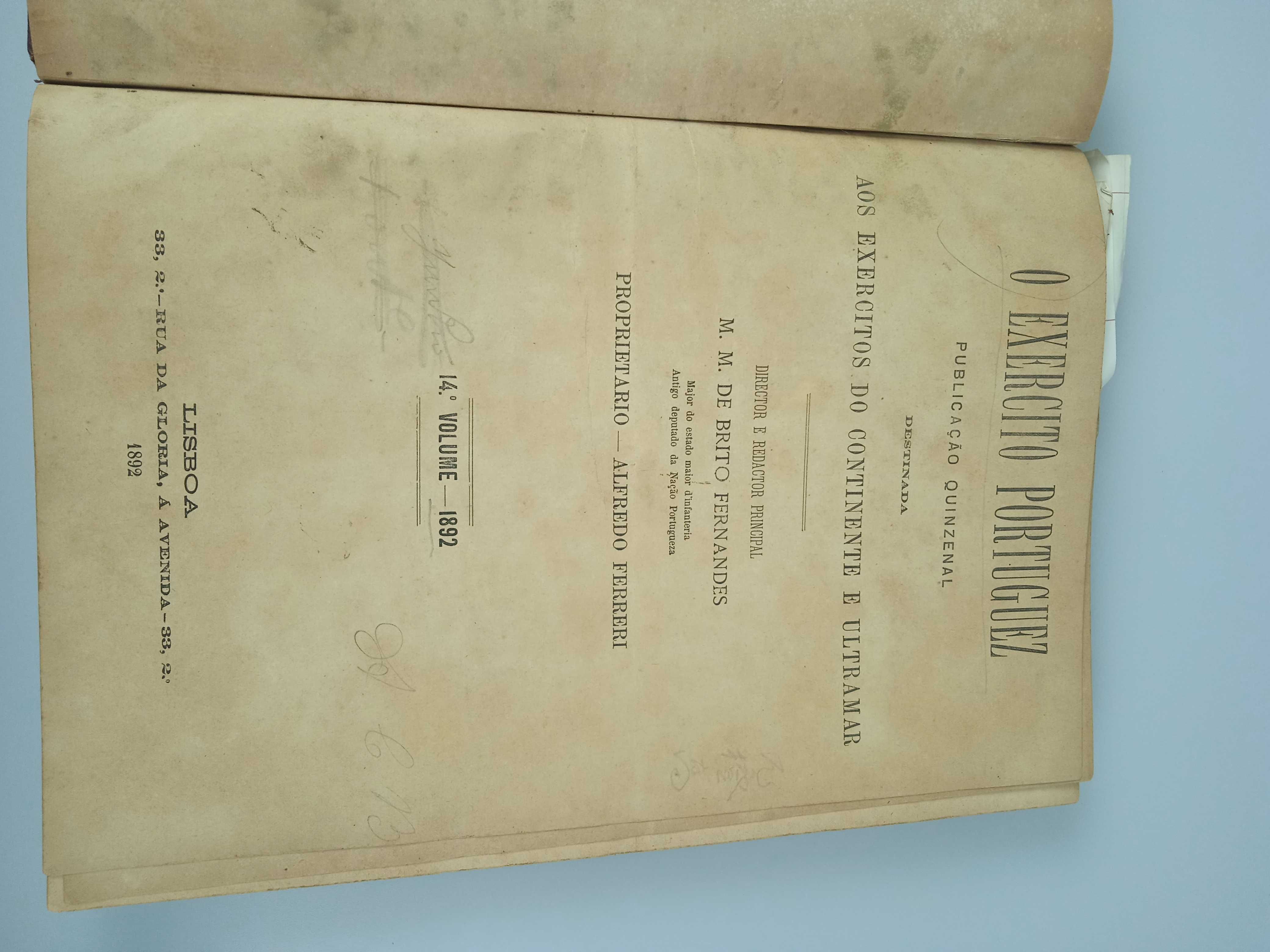 O Exército Português - 1892 (periódico militar encadernado)