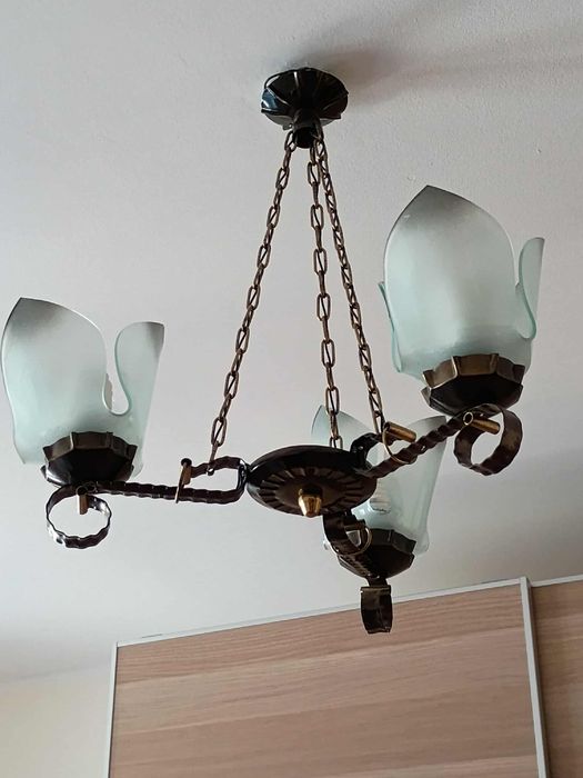 Żyrandol vintage PRL metaloplastyka