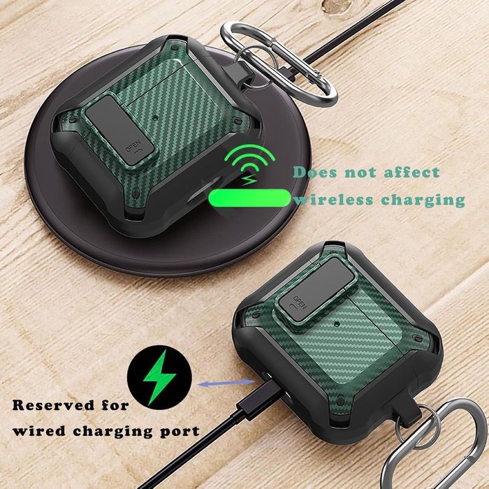 KAMINRUN Etui AirPods 3 gen. z automatycznym klipsem zabezpieczającym