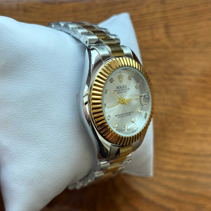 Жіночий механічний годинник на браслеті Rolex комбінованого кольору