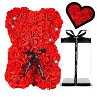 Miś z Róż Walentynki Eleganckie Pudełko Rękodzieło Super Prezent Żona