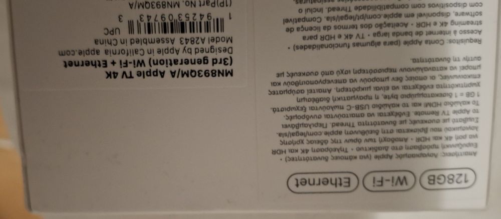 APPLE TV 128 GB 3RD Gen iOS - 4K Ultra HD - Wi-Fi