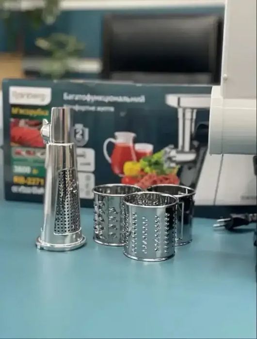 М'ясорубка + соковижималка Rainberg RB-2271 /3800Вт 3 терки овощерезка