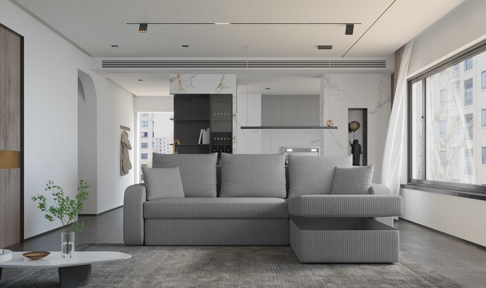 NAROŻNIK z funkcją spania nowoczesny COSMO rozkładany ROGÓWKA pojemnik