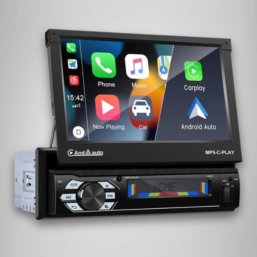 Radio samochodowe 1 DIN wysuwane  Carplay Android, ekran 7 cali