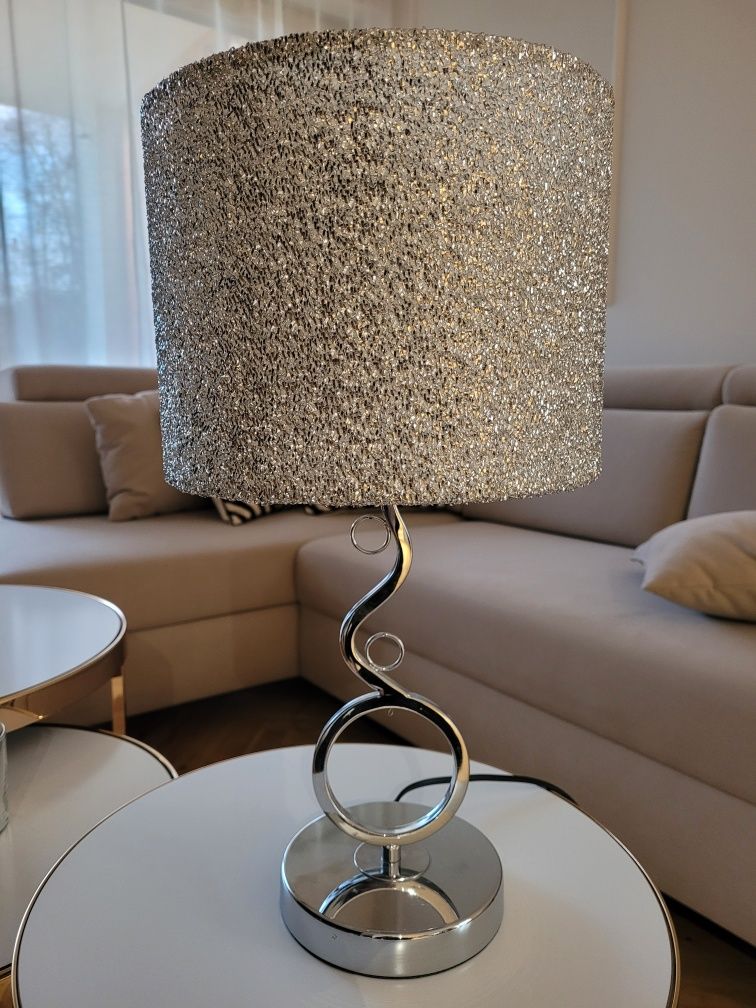 Lampa stołowa glamour srebrna gratis świecznik z kolekcji