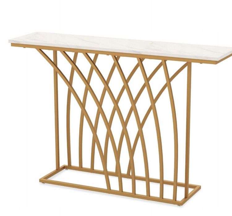 Konsola pod Lustro Costway Złota Matowa 120x80x30 cm | Styl Loft