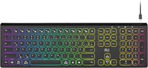 RII Klawiatura bezprzewodowa podświetlana LED BLUETOOTH QWERTZ DE