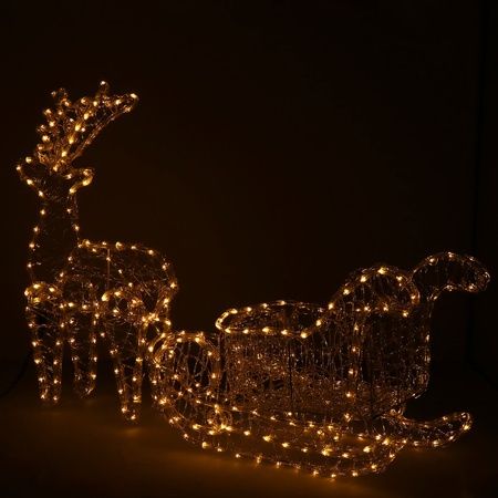 Renifer Led 150 cm świąteczny z saniami świetlna dekoracja