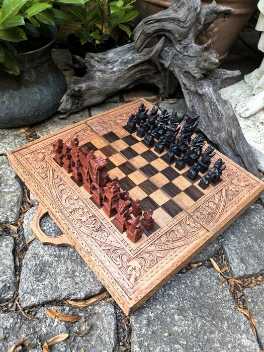 Szachy z Bali, rękodzieło, rzemiosło balijskie, tryktrak UNIKAT