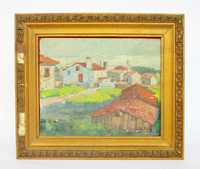 Quadro a óleo da autoria de Mendes da Silva, assinado