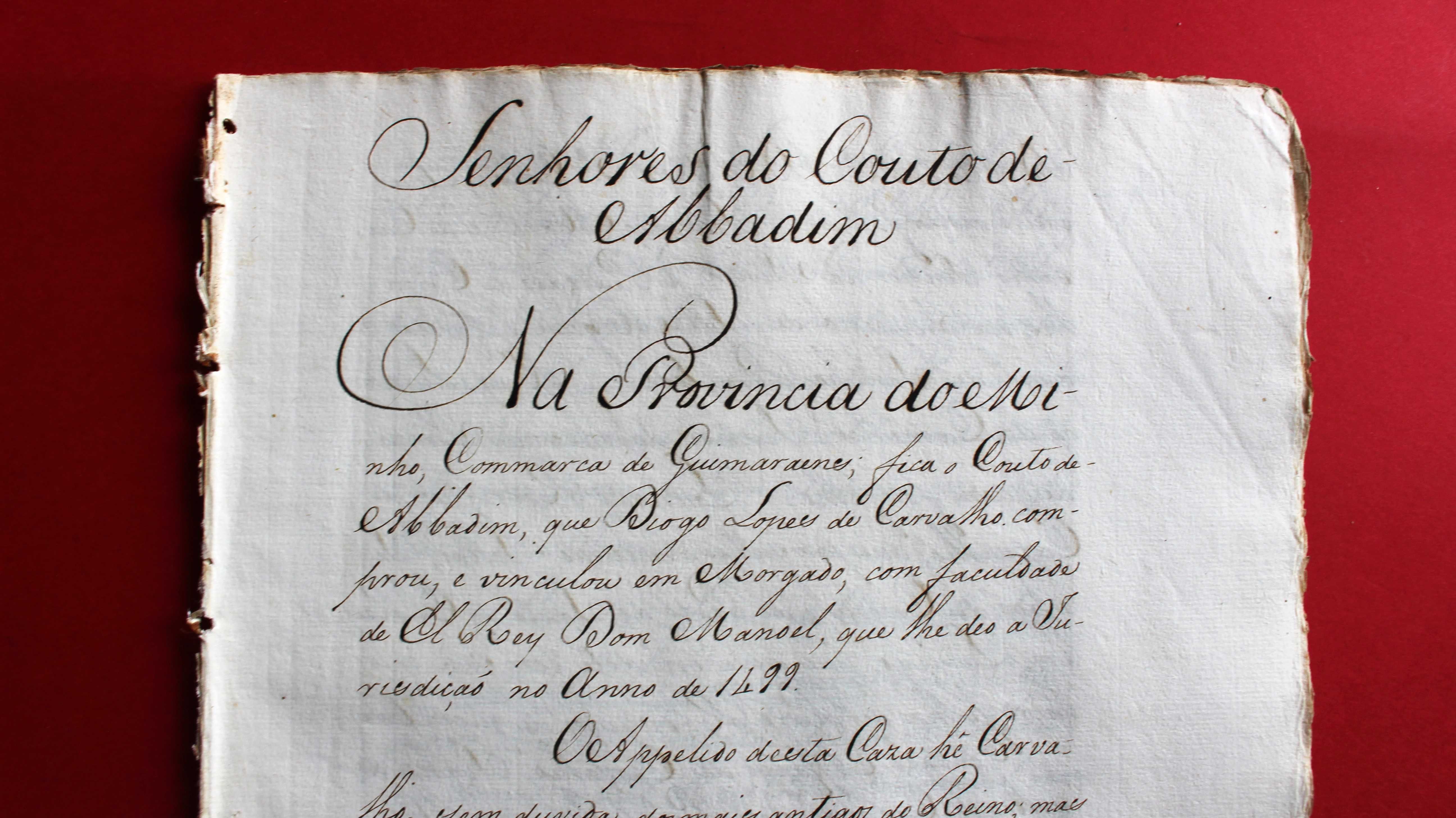 Senhores do Couto de Abadim Minho genealogia manuscrito séc. XVIII