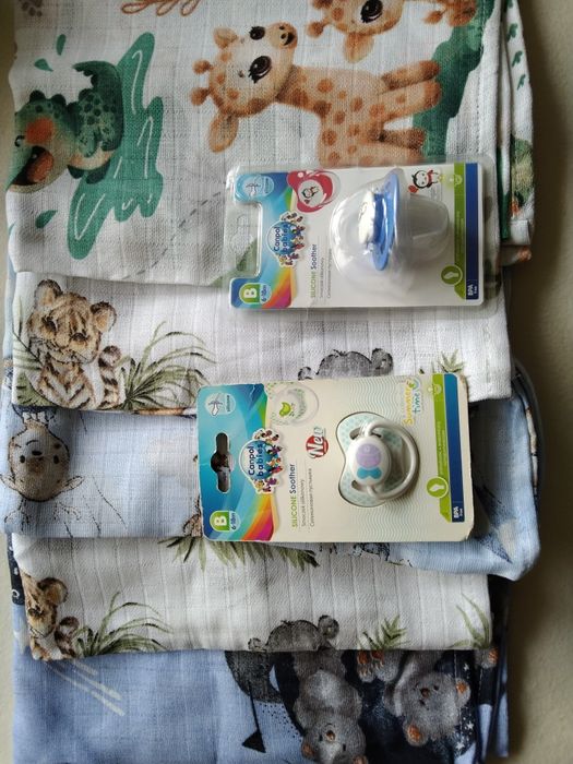 Pielucha tetrowa pieluchy pieluszki tetrowe tetra kolorowa smoczek