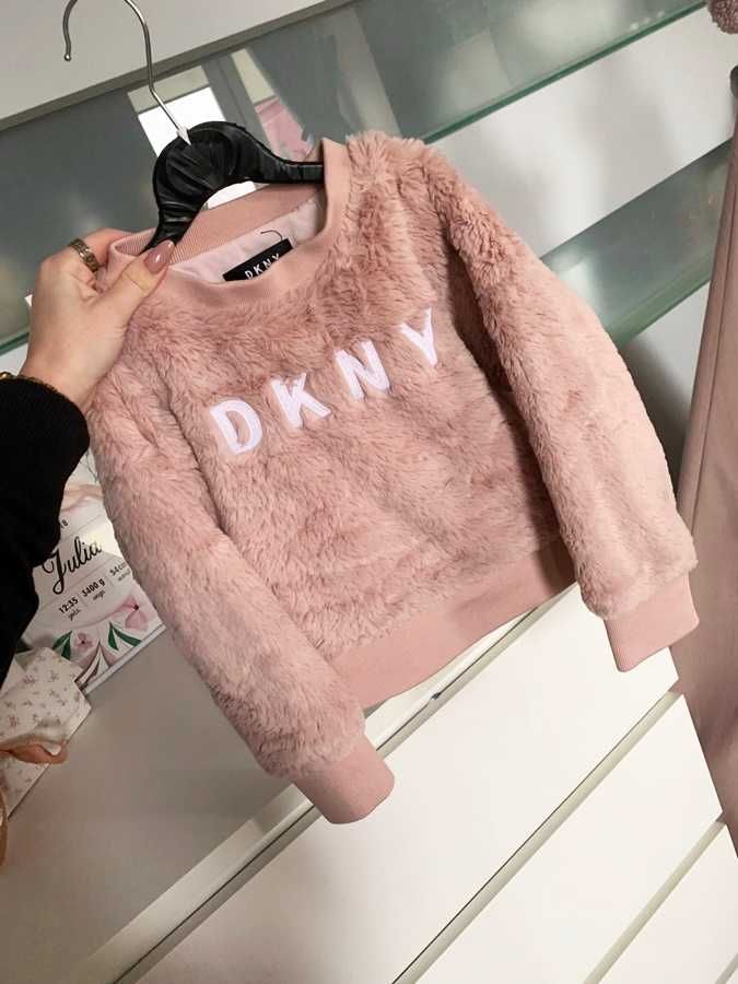 DKNY oryginalna bluza dziecięca mega ciepła 98 faux fur