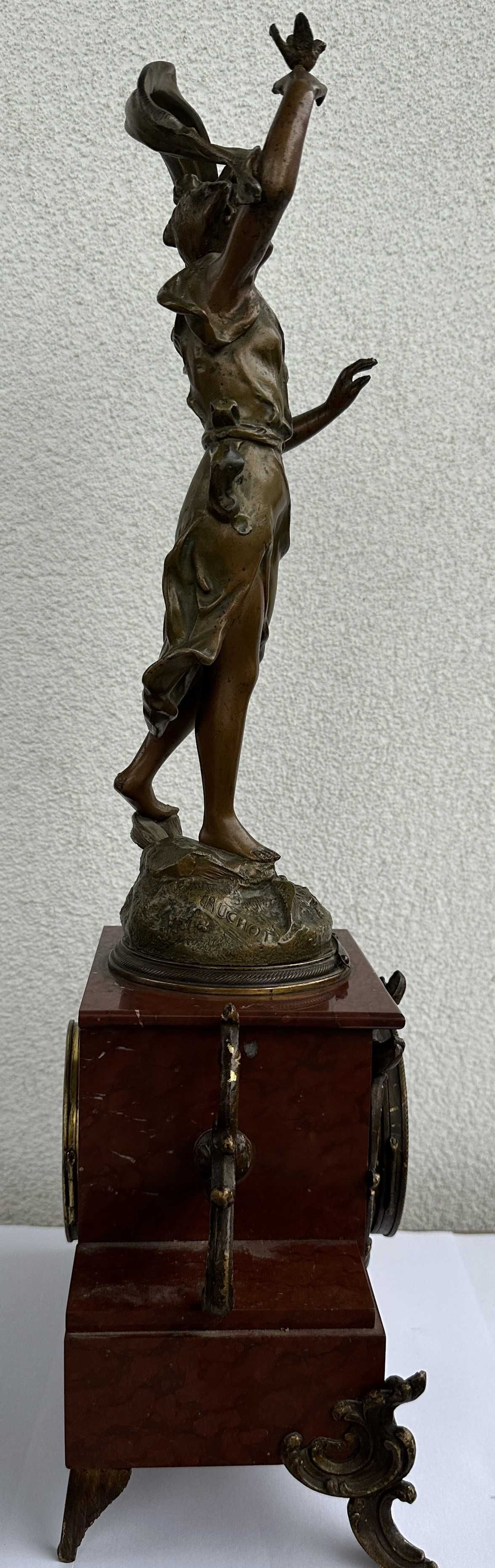Zegar kominkowy figularny sygnowany J.C. Ruchot XIX w. do naprawy