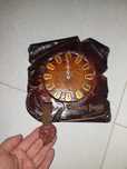 Zegar ścienny retro „Tempus Fugit” z pieczęcią – vintage MDF 22x21 cm