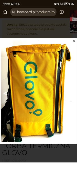 Termiczny Plecak Torba Glovo – idealny stan, czysty,