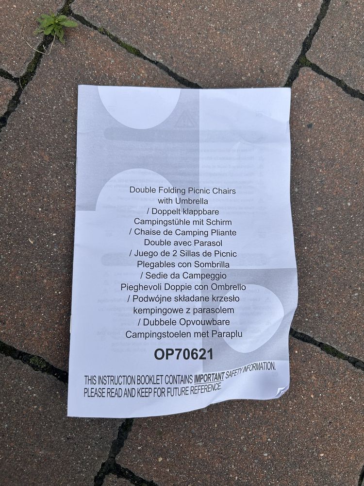 Podwójne składane krzesło kempingowe z parasolem