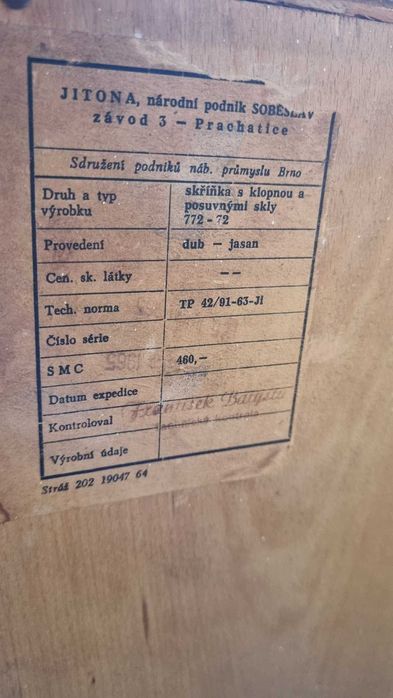 Kredens Jitona komoda Design PRL L 60 Czechosłowacja komoda Highboard