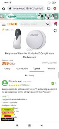 Monitor oddechu baby sense 5 dla dzieci