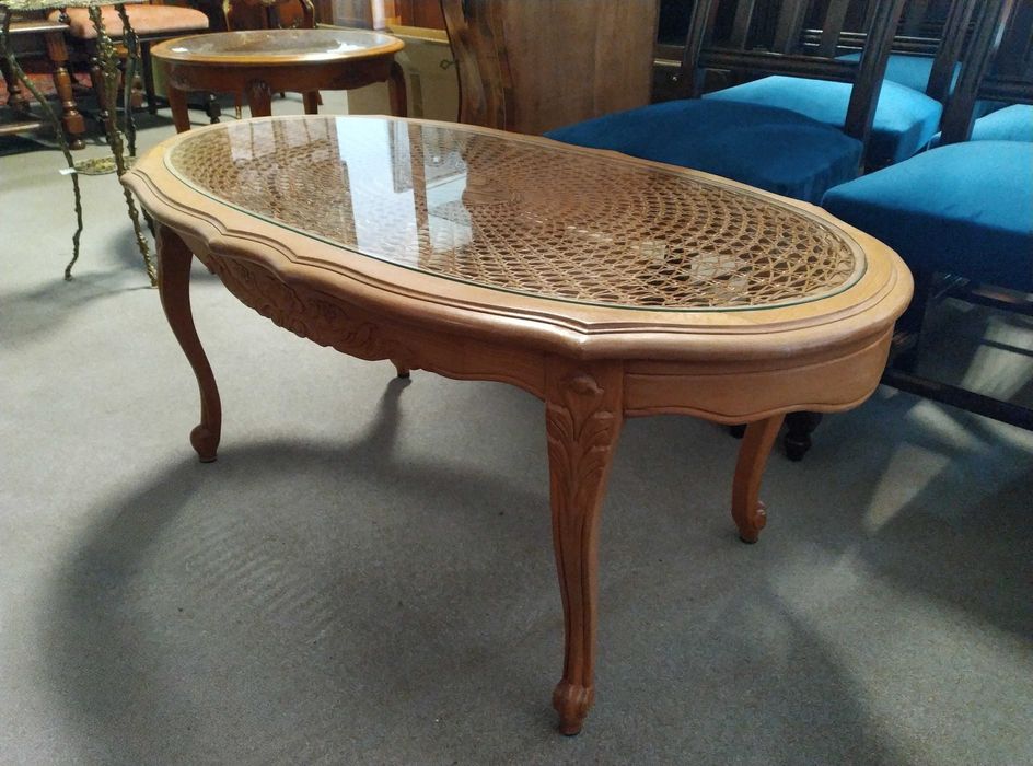 Ława ludwikowska owalna z rafią