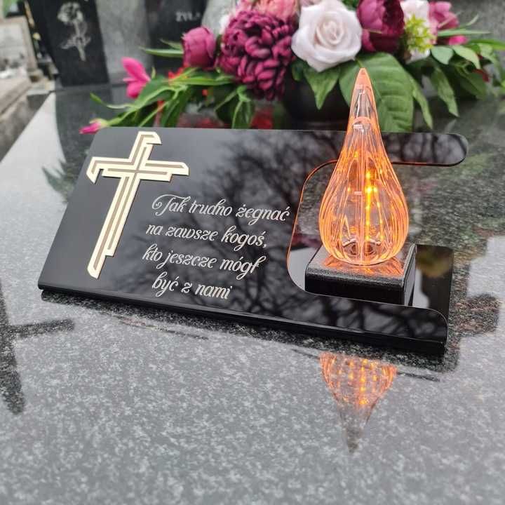 DEKORACJA na grób ZNICZ podstawka na cmentarz LAMPKA LED