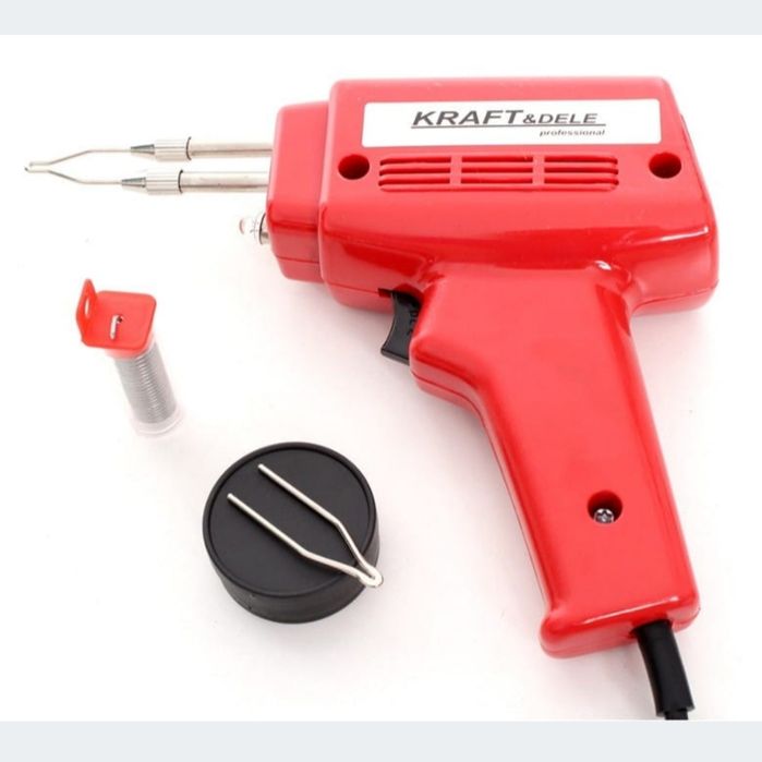 Lutownica transformatorowa 100W dioda led pistolet + zestaw Kraft&Dele
