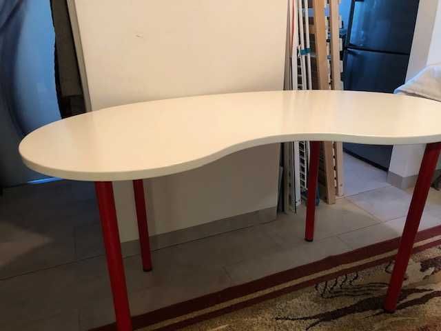 Stolik biurko HISSMON / ADILS - nerkowiec biały / czerwony