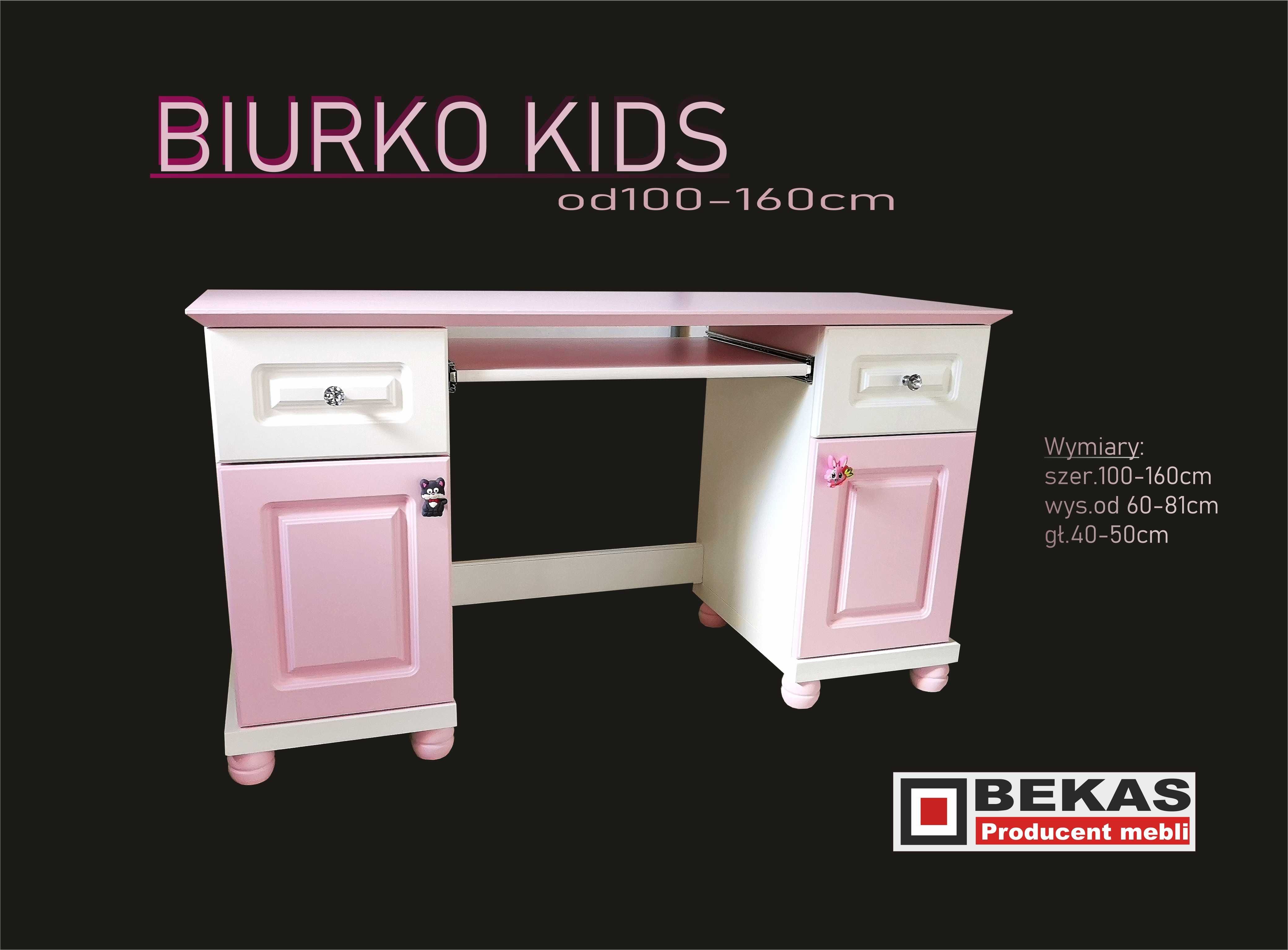 Śliczne Biurko KIDS 120 KSIĘŻNICZKI Pink White OAK Dąb BEKAS Producent