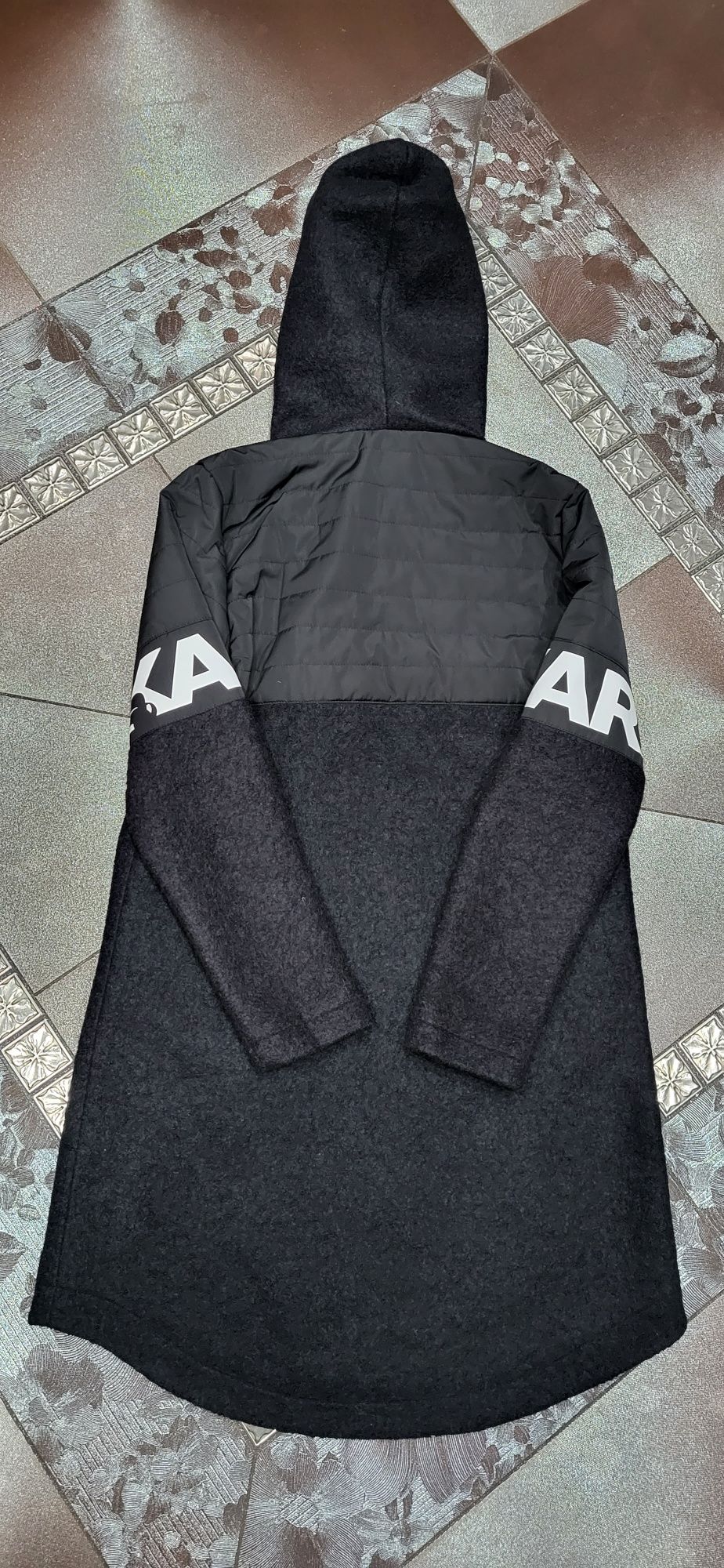 Karl ludzik płaszcz damski czarny kurtka logo premium jesienno zimowy