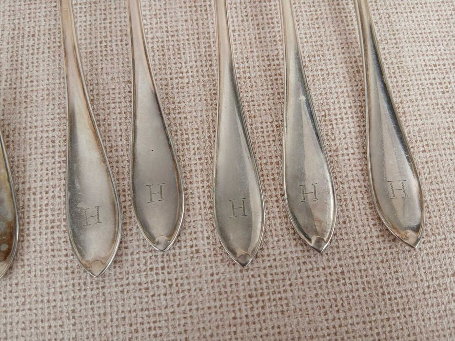 Zestaw 12 widelców Prima NS ALP Szwecja Posrebrzane 19 cm Inicjał H