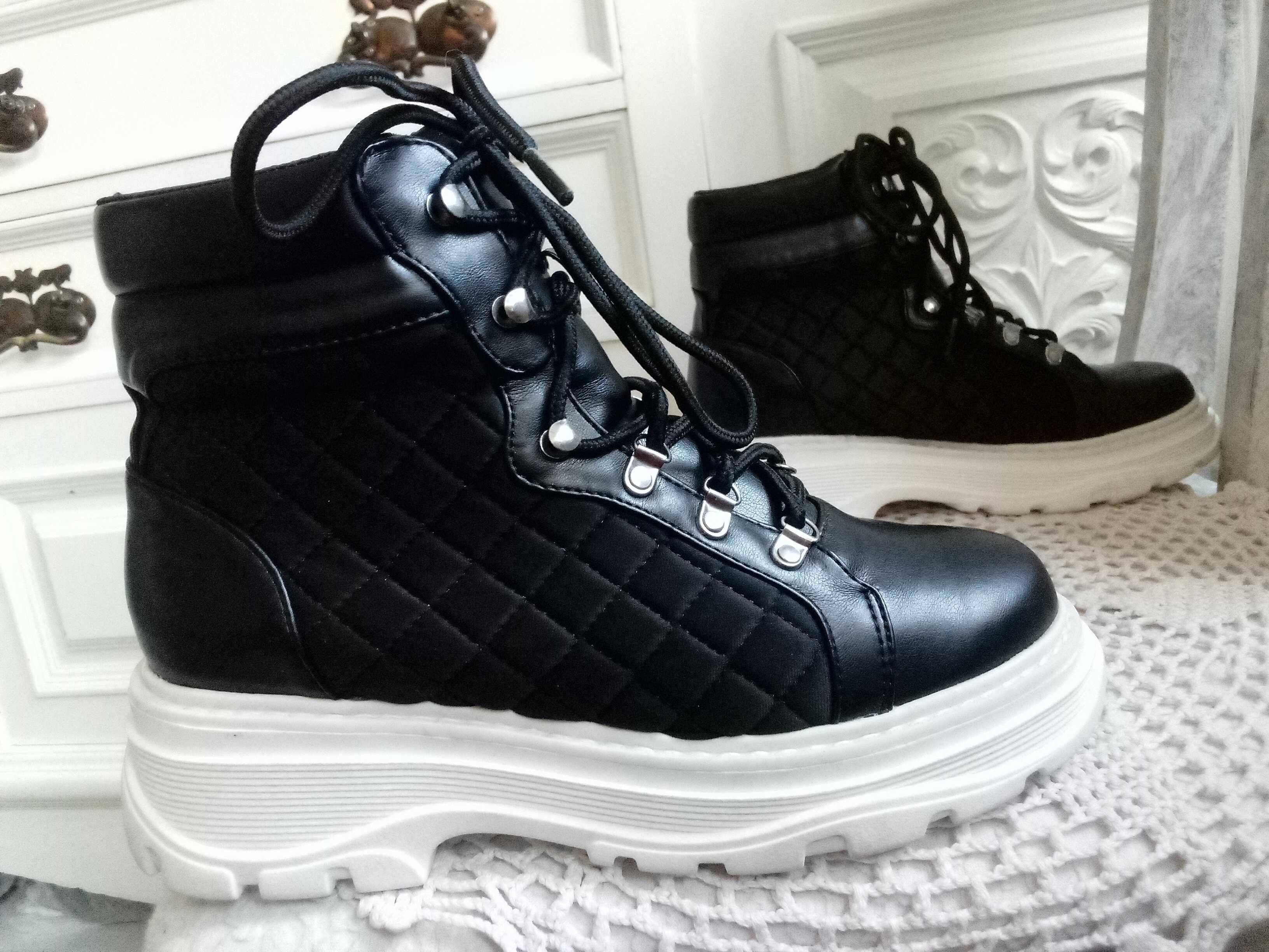 NOWE botki trzewiki damskie 38 buty sneakersy trapery zimowe ocieplane