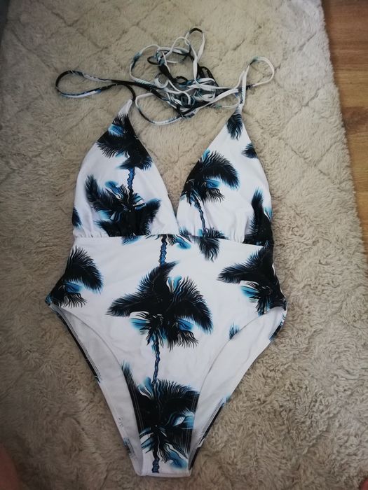 Bikini strój kąpielowy plażowy palmy jednoczęściowy L XL Zara