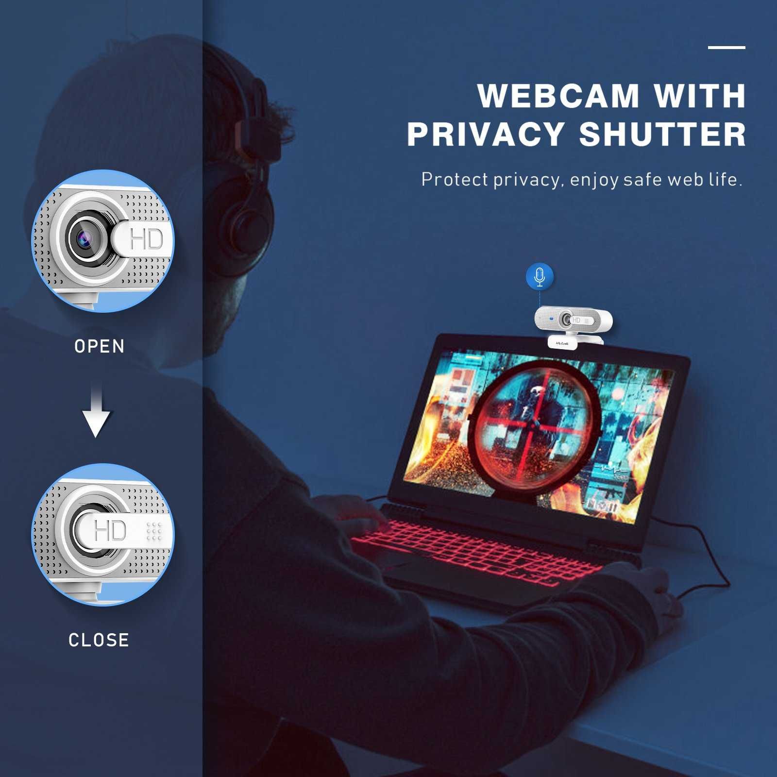 Jelly Comb Kamera internetowa z mikrofonem HD 1080P USB WEBCAM Skype