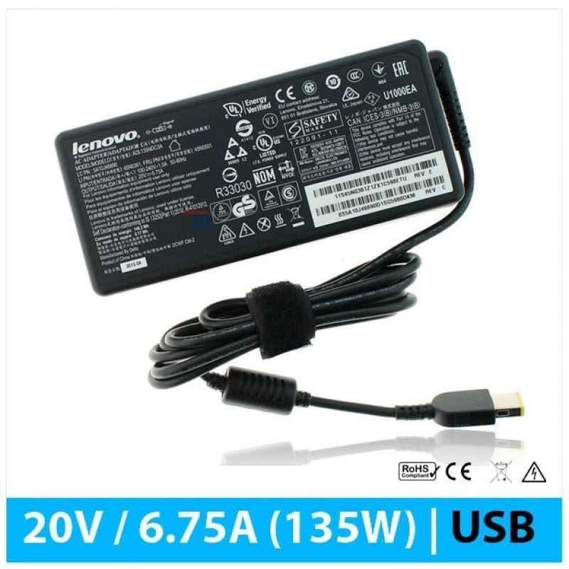 CARREGADOR ORIGINAL LENOVO 20V / 6,75A SQUARE (USB) 135W