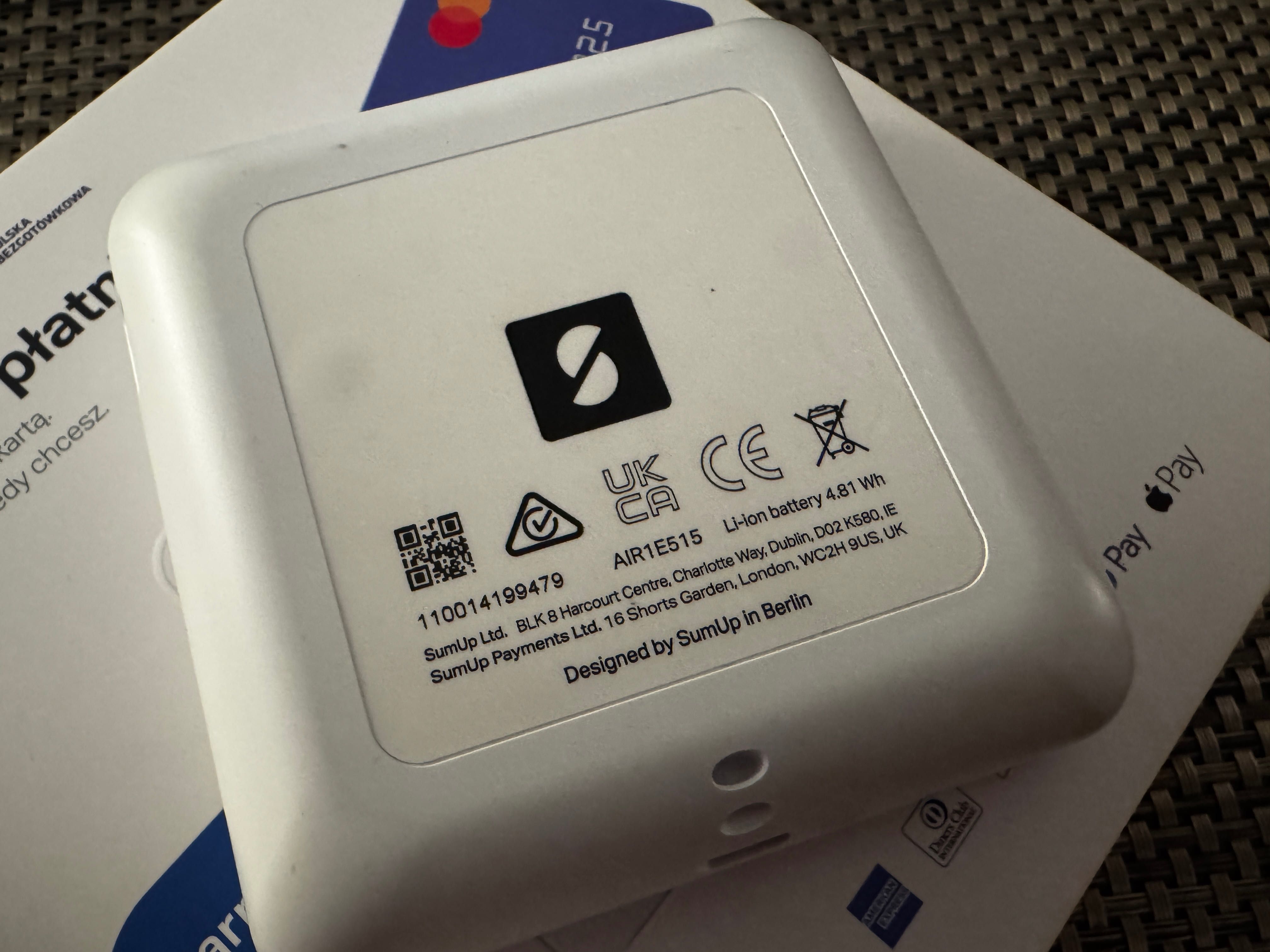 Terminal płatniczy zbliżeniowy sumup air paypass nfc chip