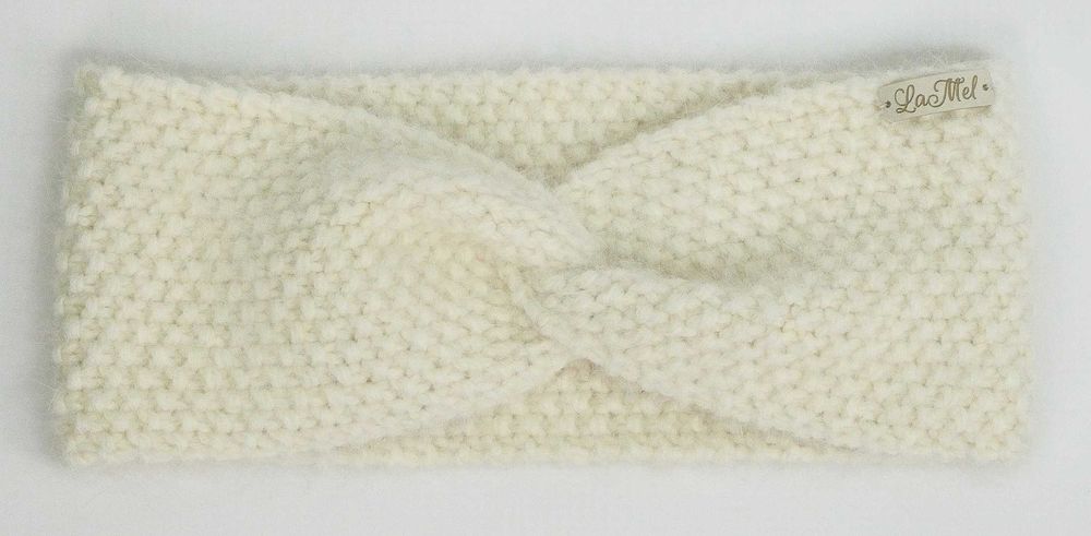 LaMel Opaska na głowę uszy Angora Wełna handmade obw.54 - 56cm