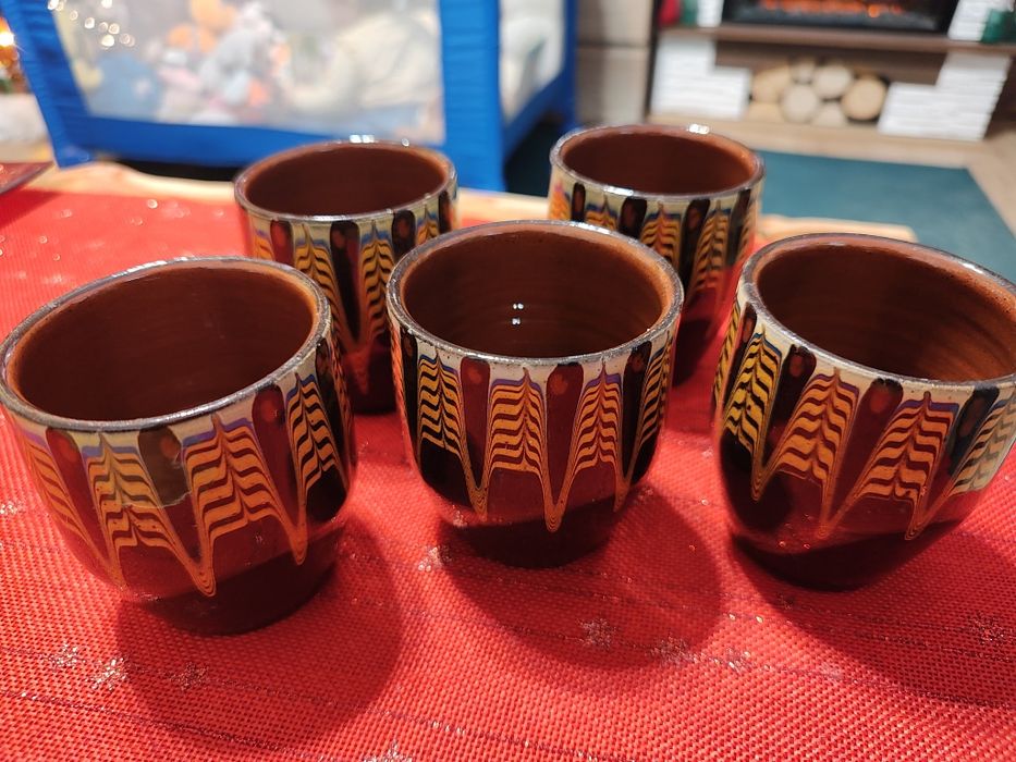 5 sztuk kubków ceramika bułgarska PRL vintage