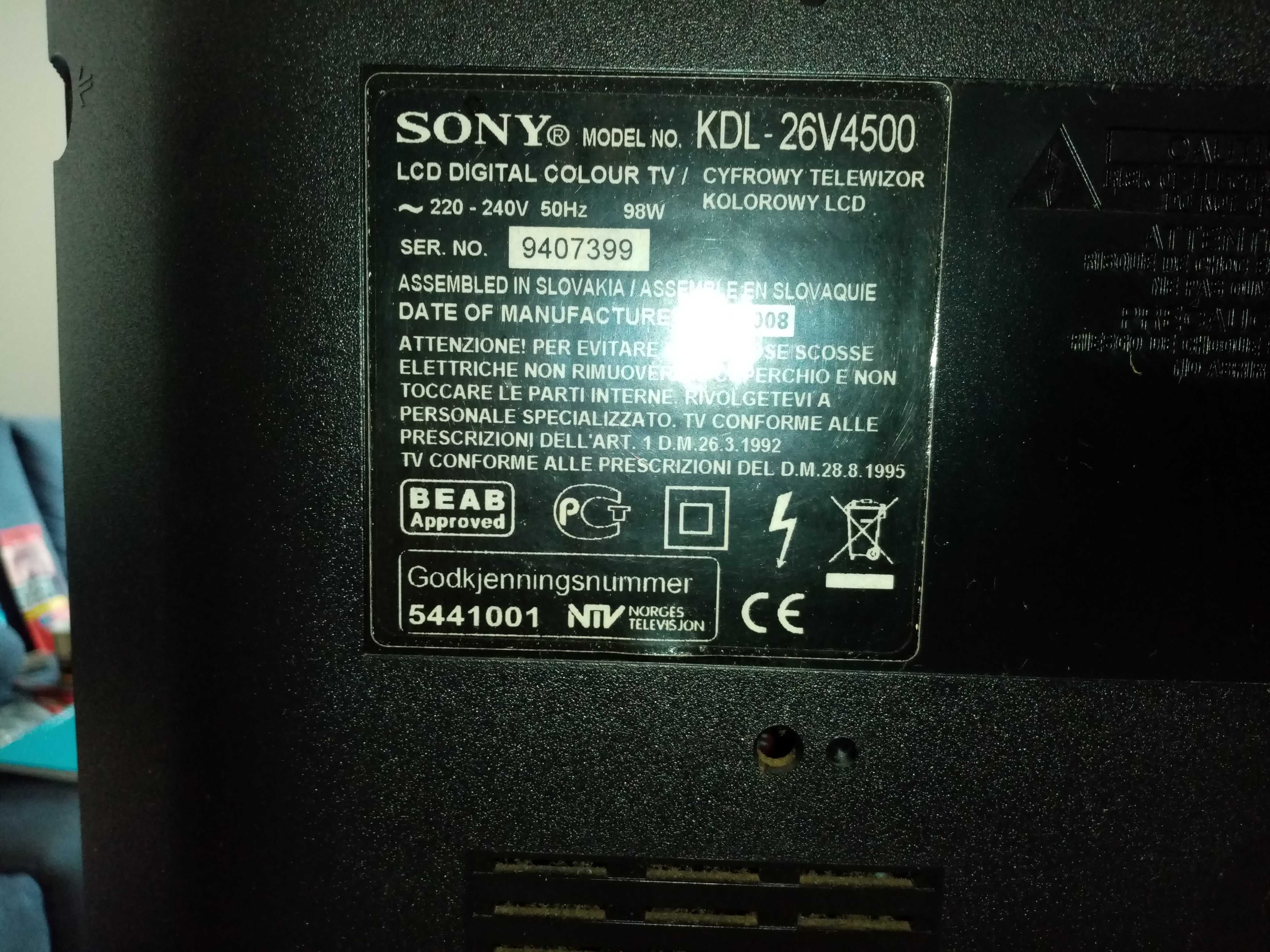 TV Sony Bravia (KDL - 26V4500)