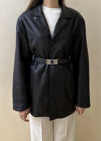 Піджак шкіряний чорний PREGO оверсайз пиджак кожаный длинный базовый L