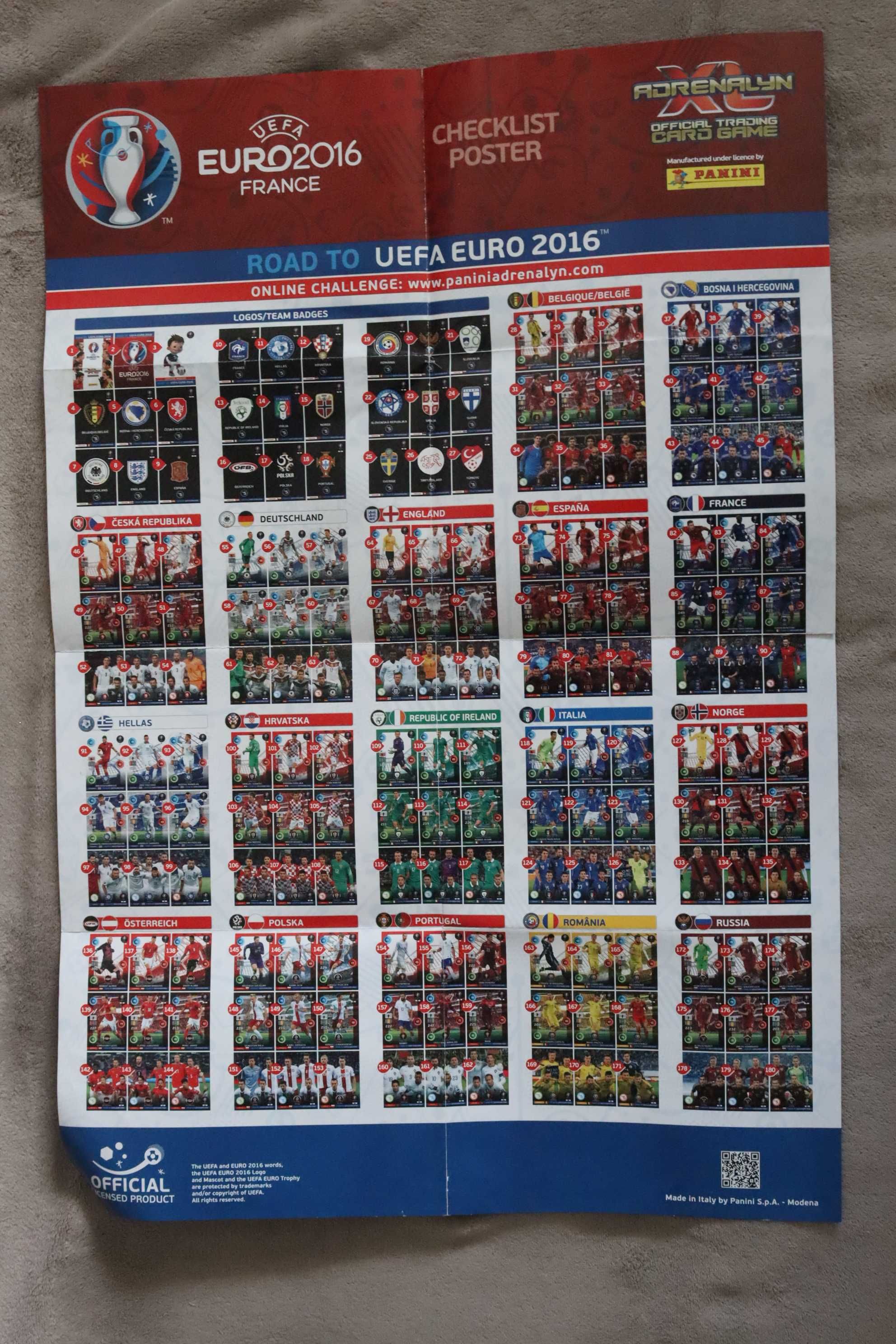 UEFA EURO 2016 karty piłkarskie (100) + klaser + plakat