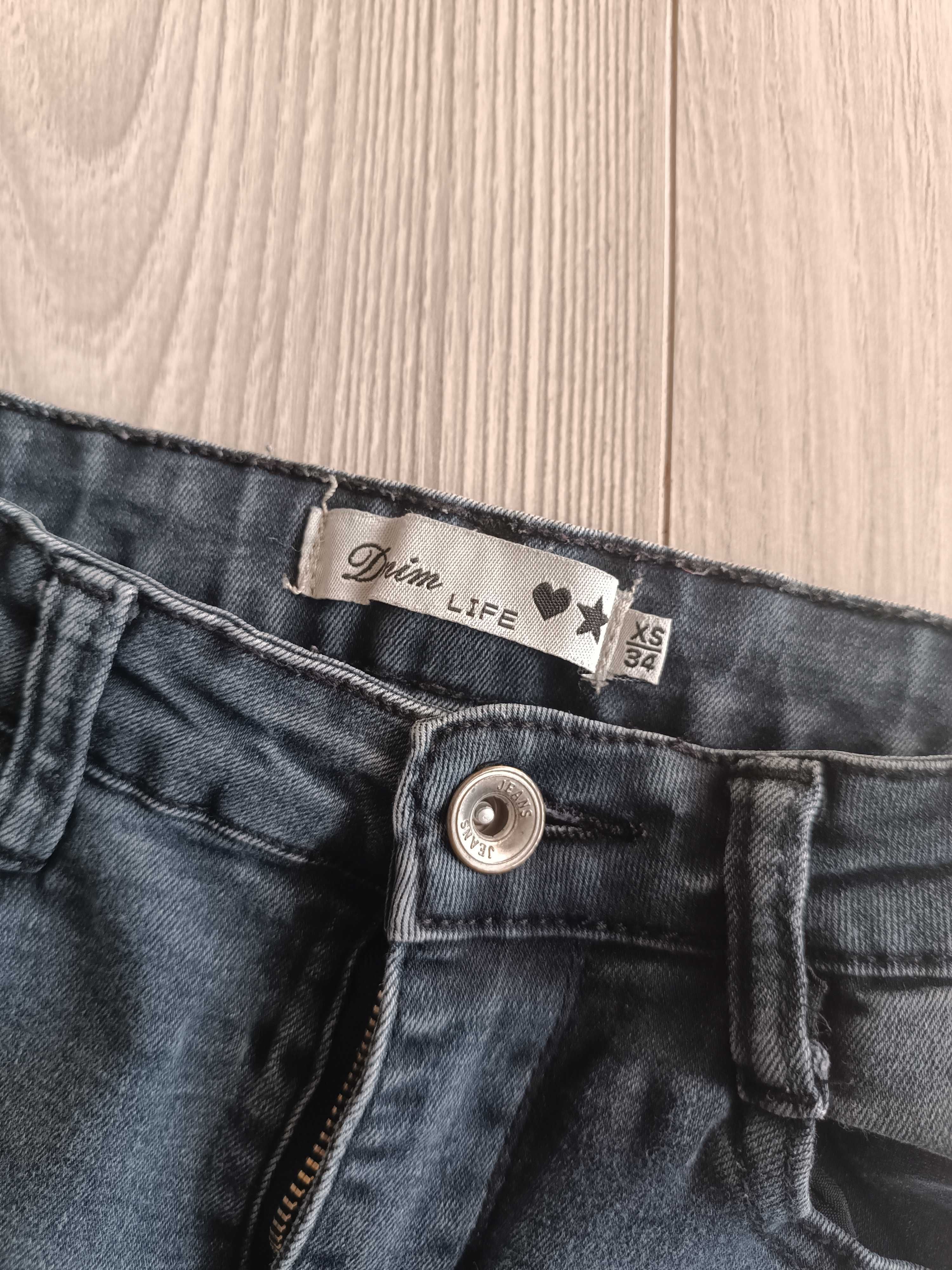 Spodnie damskie jeansowe z przetarciami Skinny, rozmiar XS