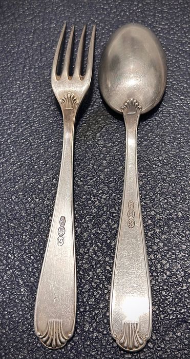 Вилка і ложка Christofle, 19 век. Франция. Серебро. Антиквариат.