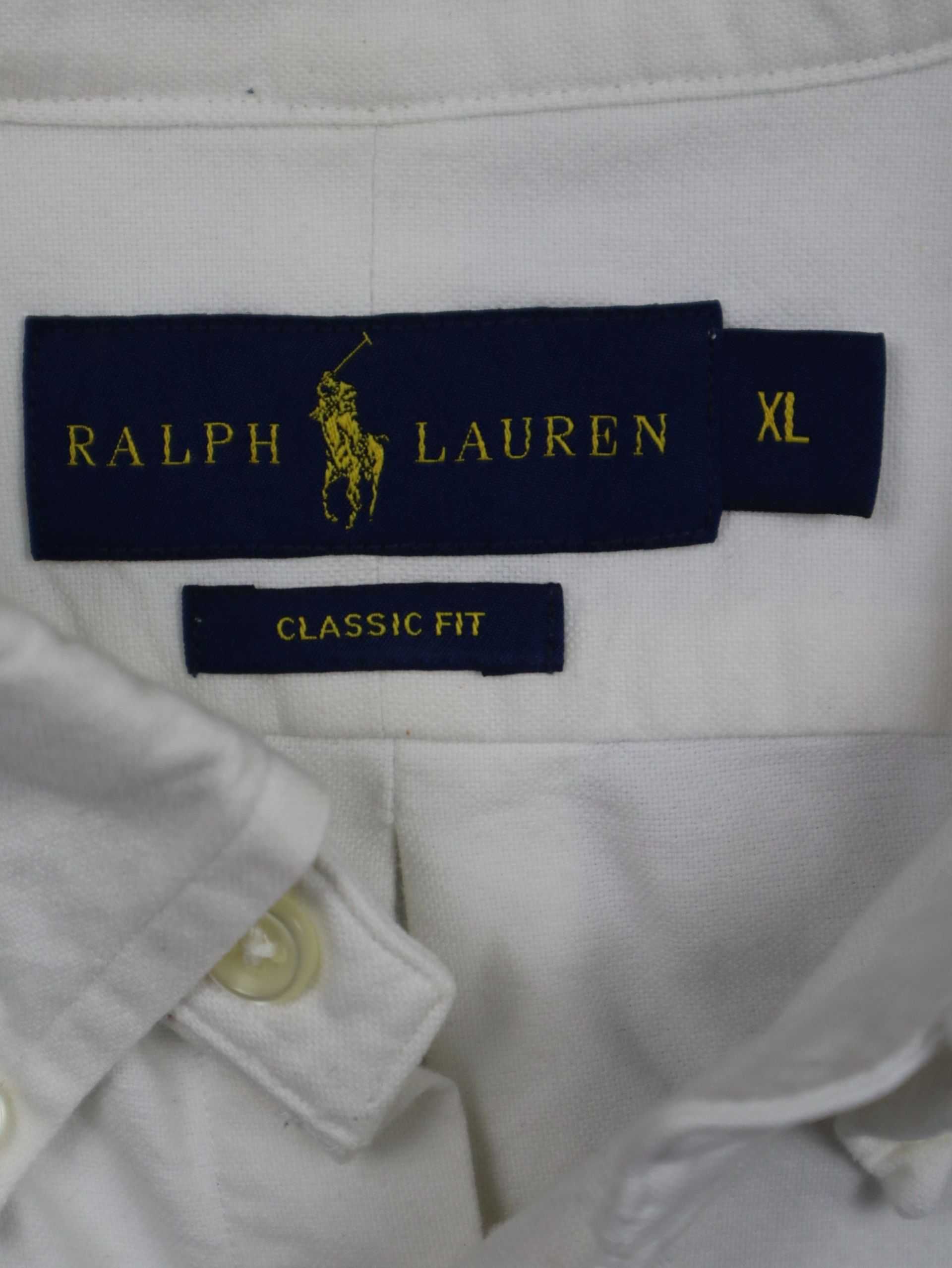Ralph Lauren Biała Koszula rozpinana z kolorowym koniem longsleeve