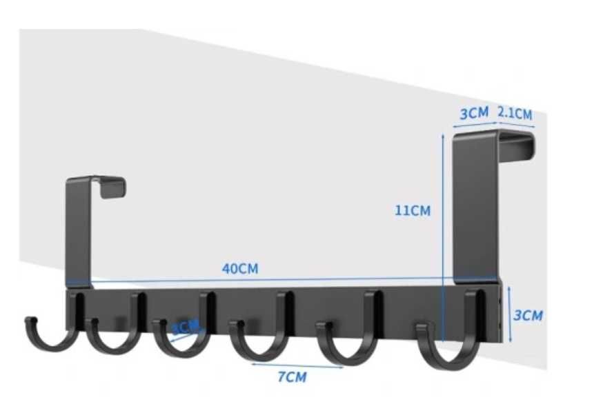 wieszak uchwyt na ubrania i klucze bezinwazyjny na drzwi czarny 2szt